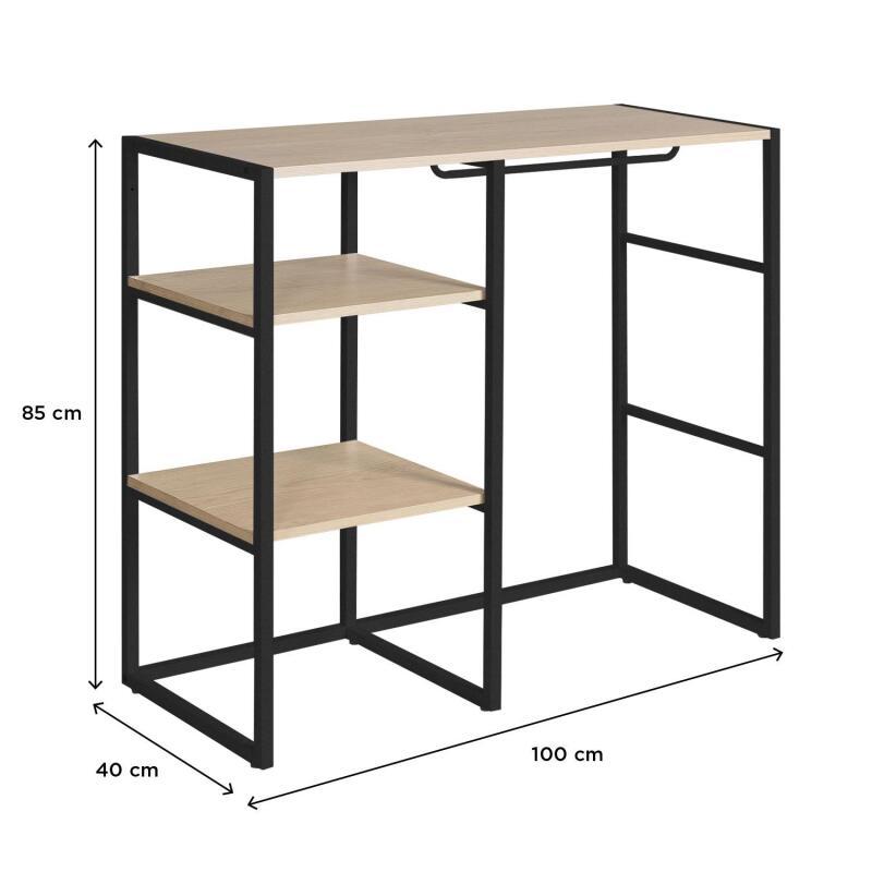 Portant vêtements sous combles penderie et étagères noir L100 x H85 cm