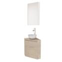 Ensemble lave-mains d'angle + vasque + robinet + armoire de toilette miroir