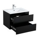 Ensemble meuble simple vasque noir carbone 60cm + vasque + miroir + colonne