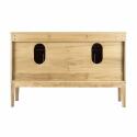Ensemble meuble double vasque 120 cm chêne naturel + 2 vasques + 2 robinets + 2 miroirs