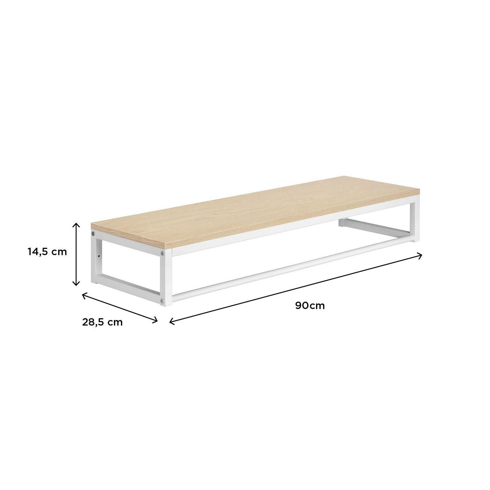 Penderie étagère murale bois et métal blanc