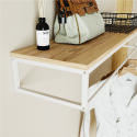 Penderie étagère murale bois et métal blanc L90cm