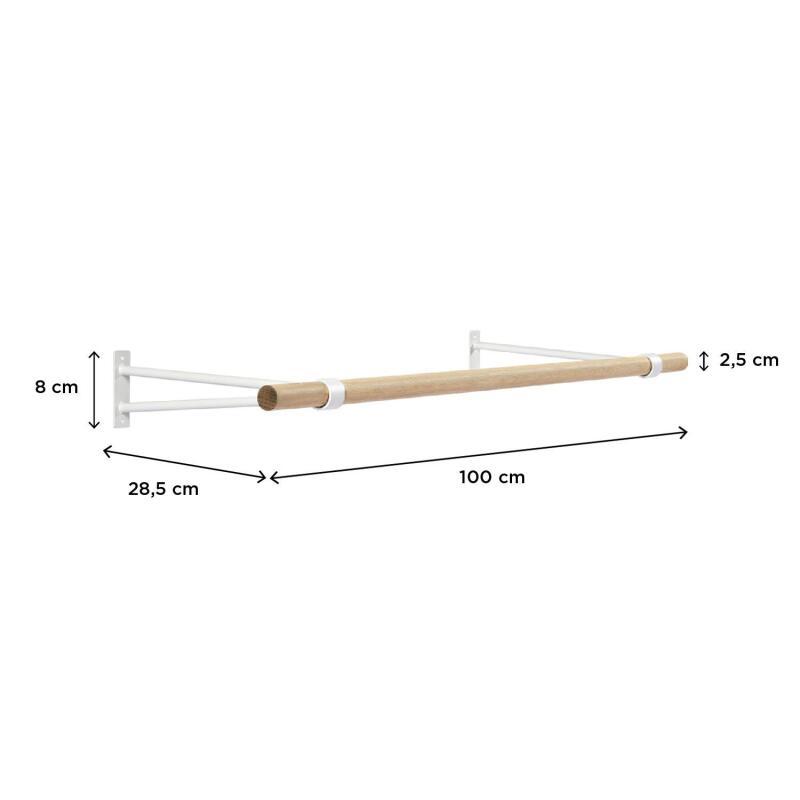Penderie murale bois et métal blanc L100 cm