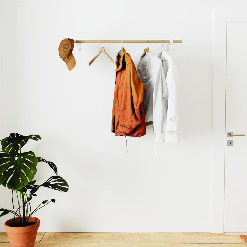 Penderie murale bois et métal blanc L100 cm