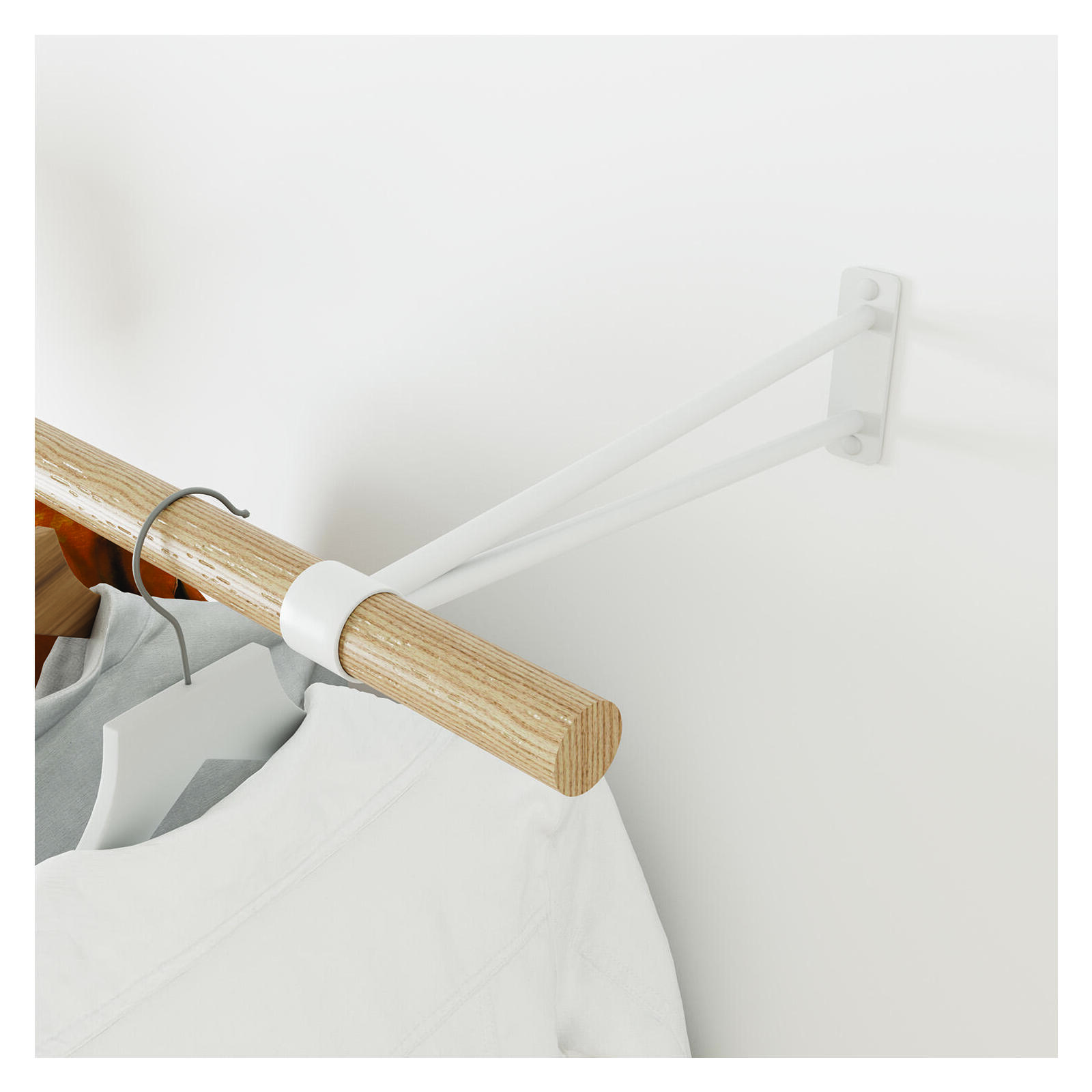 Penderie murale bois et métal blanc L100 cm Penderie murale bois et métal blanc L100 cm