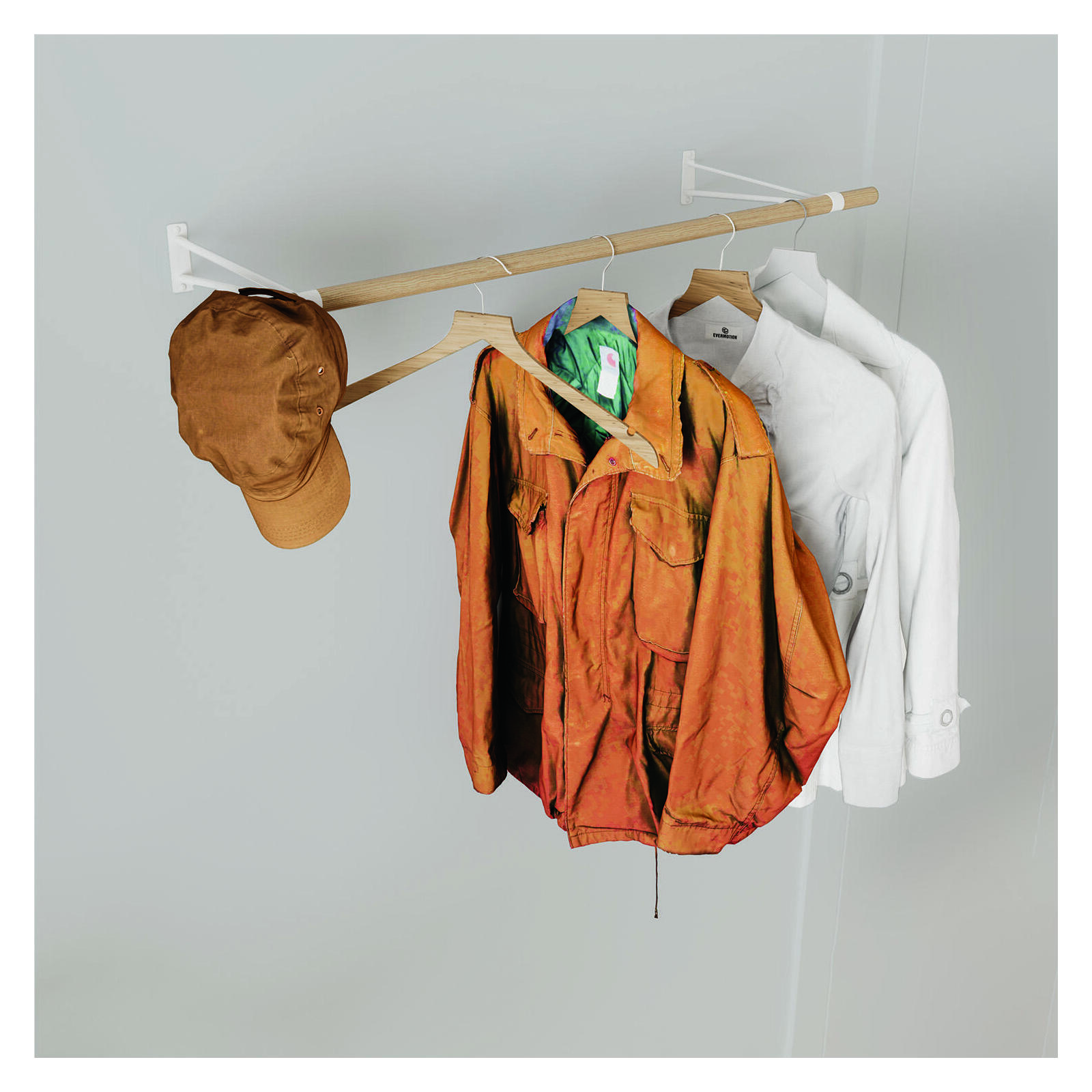 Penderie murale bois et métal blanc L100 cm Penderie murale bois et métal blanc L100 cm