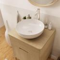 Ensemble meuble simple vasque 60 cm chêne naturel + vasque + robinet + miroir