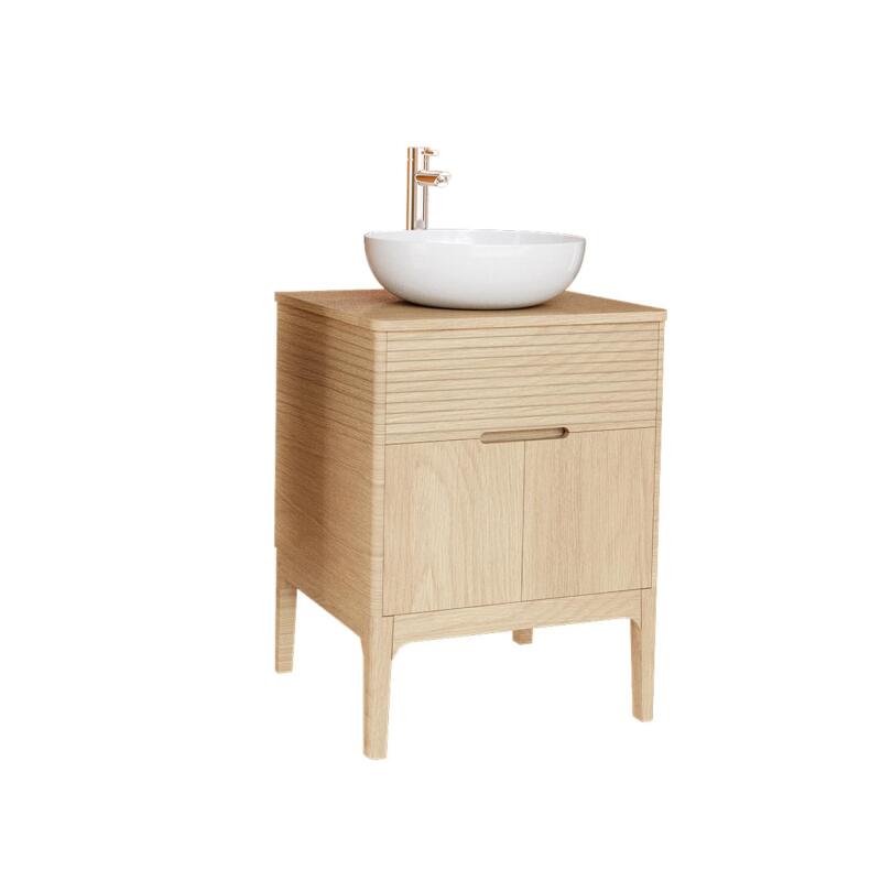 Ensemble meuble simple vasque 60 cm chêne naturel + vasque + robinet