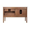 Ensemble meuble double vasque 120 cm noyer + vasque + robinet + miroir + colonne