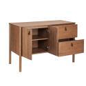 Ensemble meuble double vasque 120 cm noyer + vasque + robinet + miroir + colonne