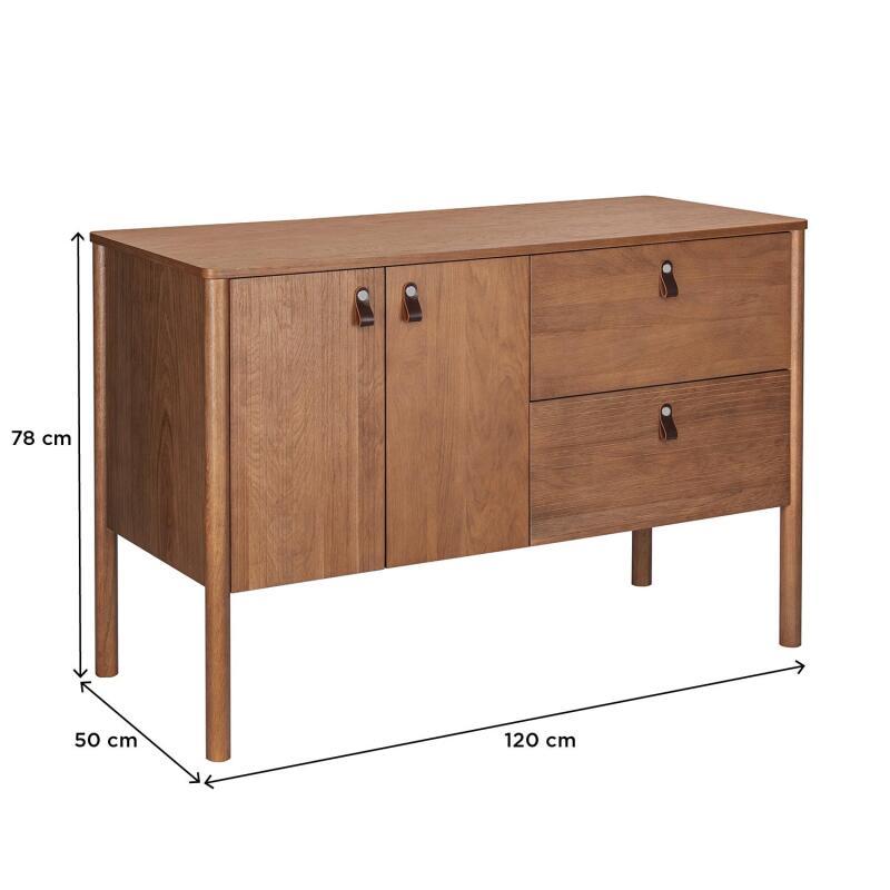 Ensemble meuble double vasque 120 cm noyer + 2 vasques blanches + 2 robinets