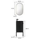 Ensemble meuble lave-mains décor chêne vasque noire + miroir