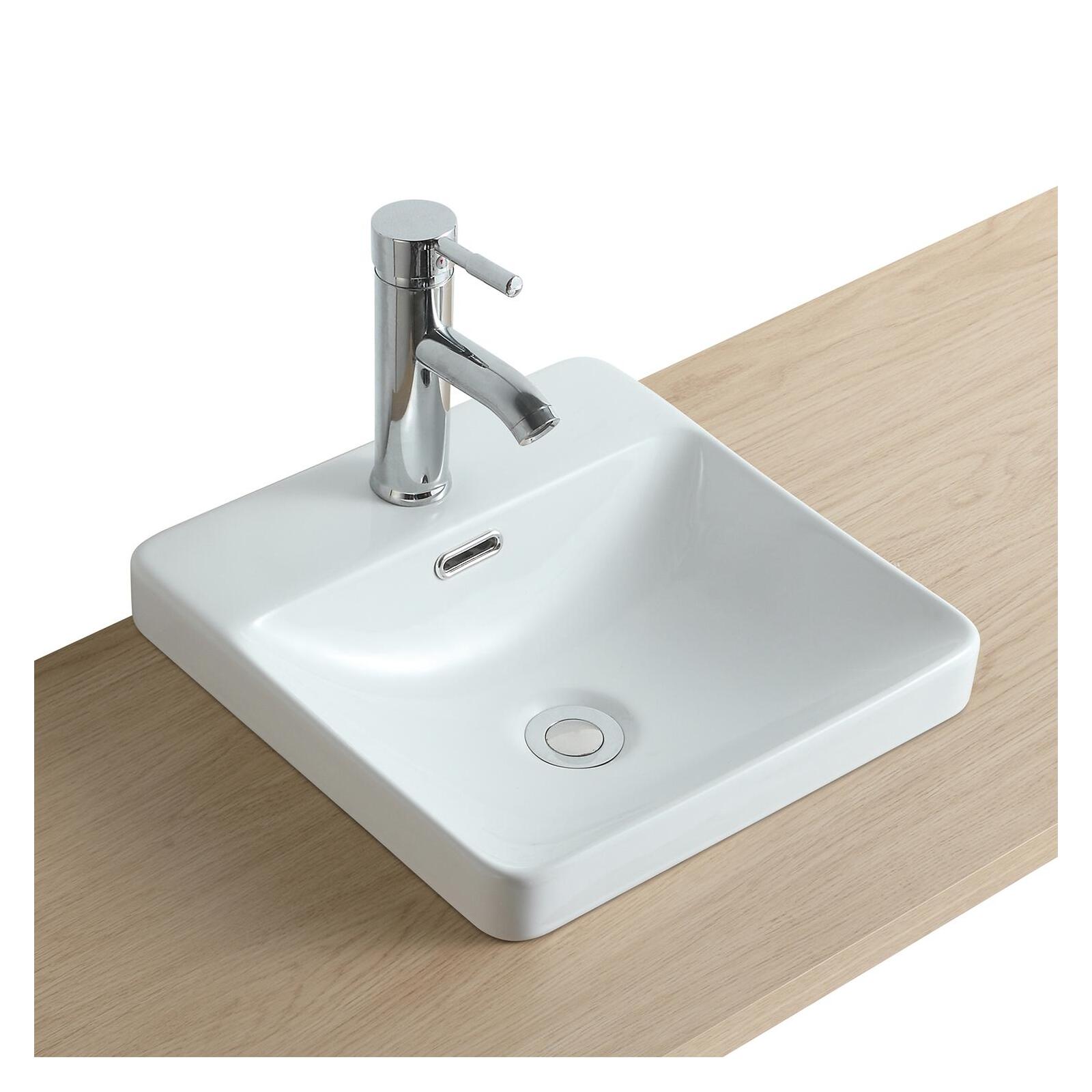 Vasque semi encastrée carrée blanche