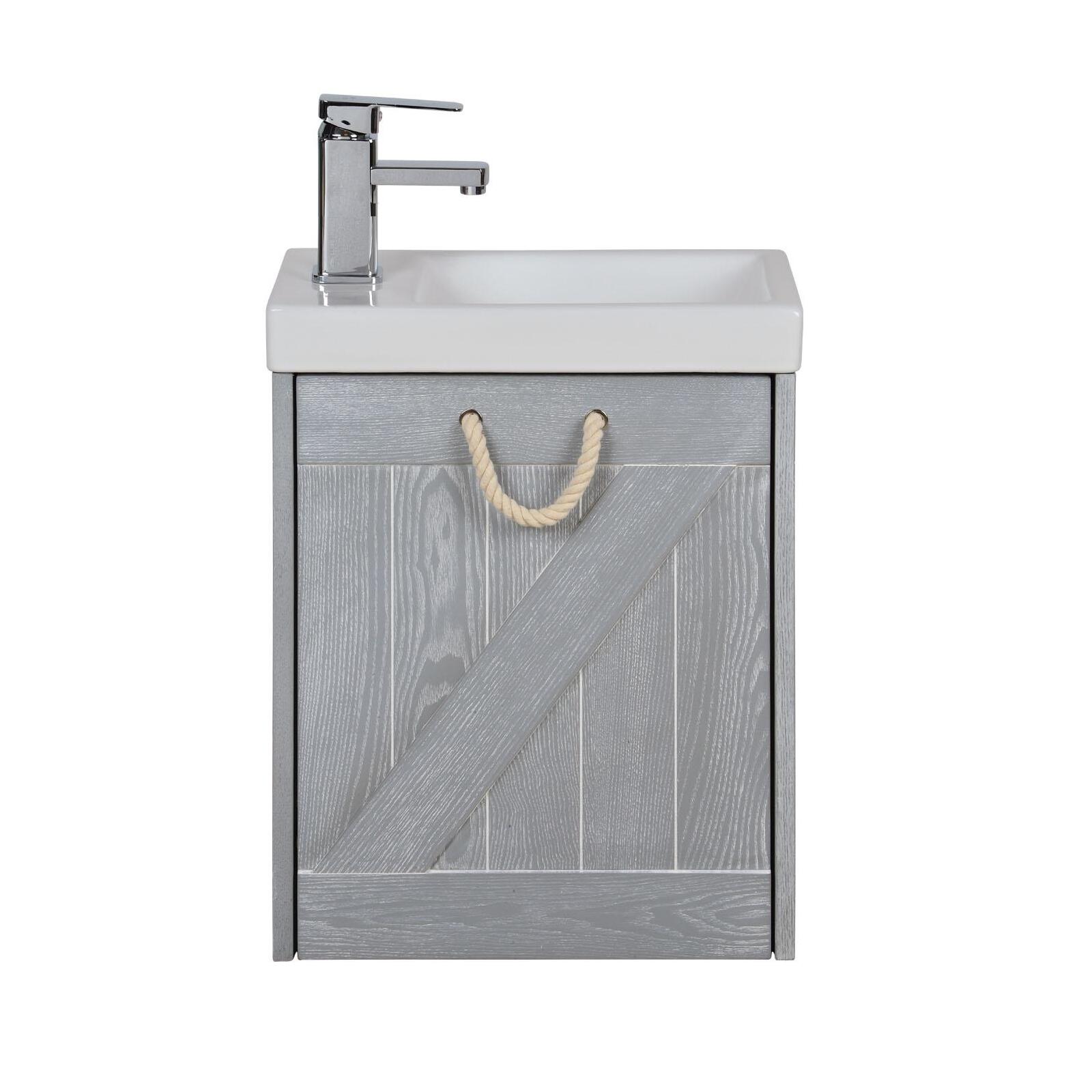 Meuble lave-mains gris bord de mer + robinet