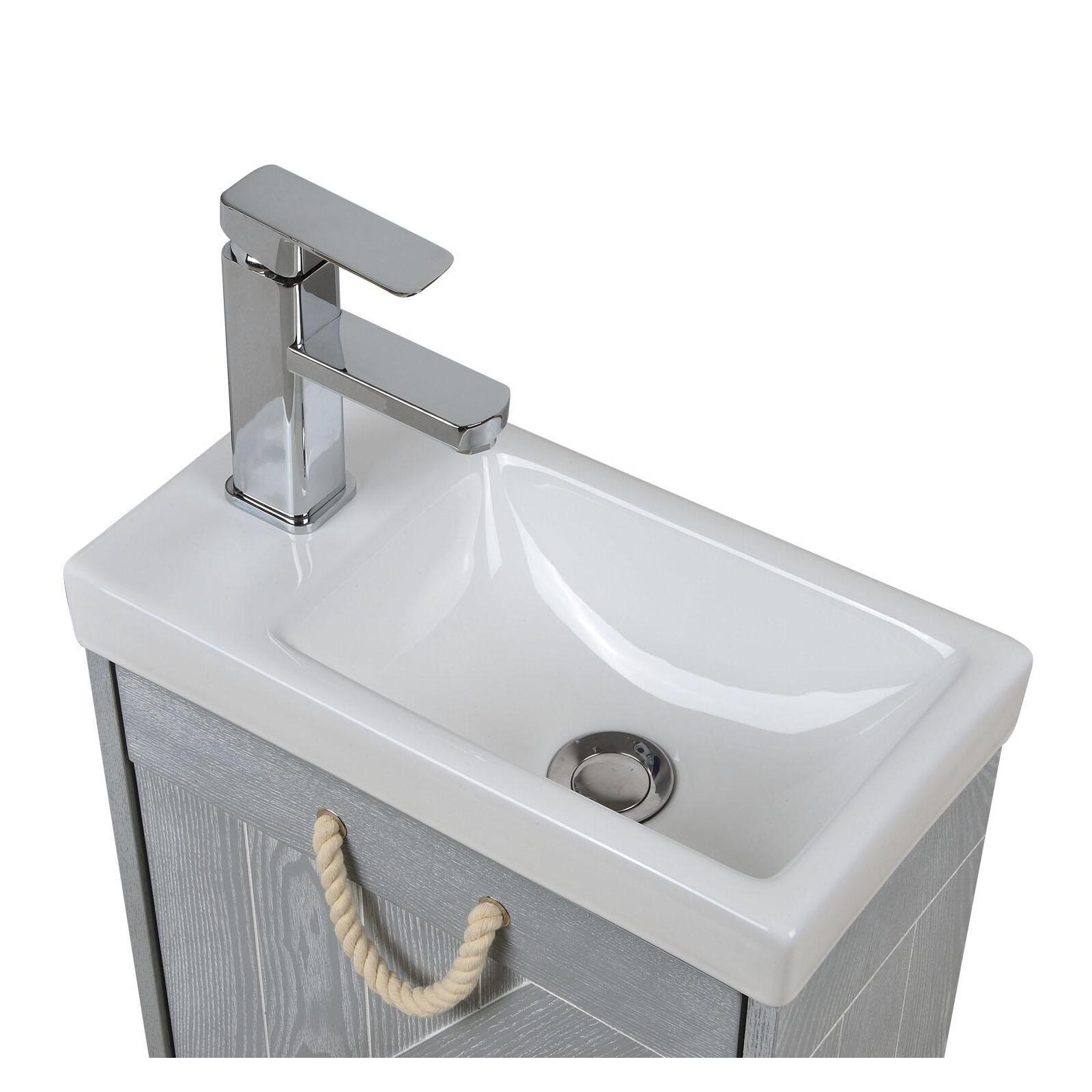 Meuble lave-mains gris bord de mer + robinet