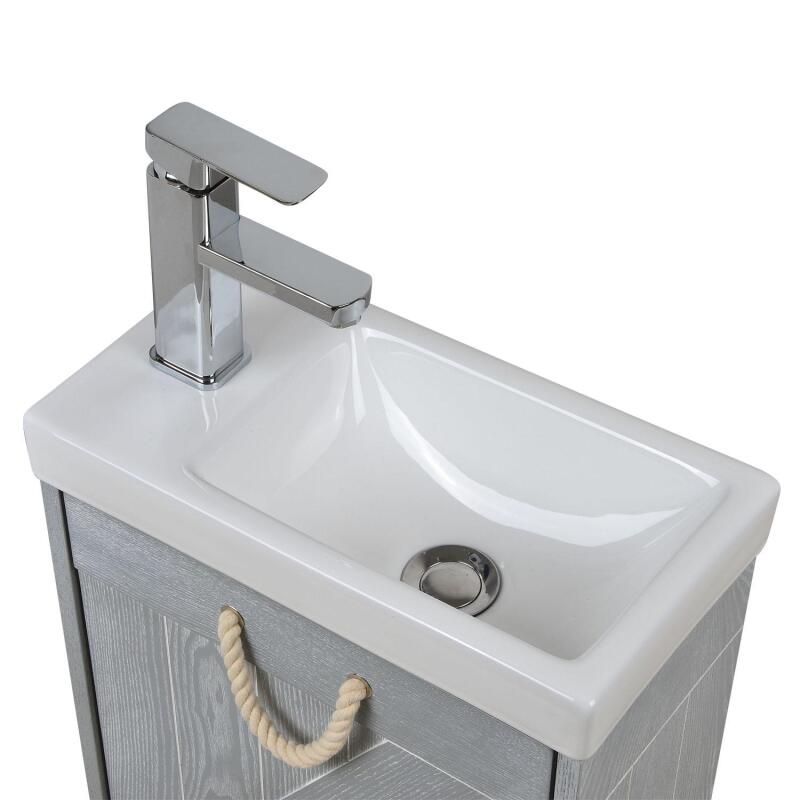 Meuble lave-mains gris bord de mer + robinet