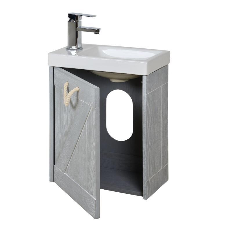 Meuble lave-mains gris bord de mer