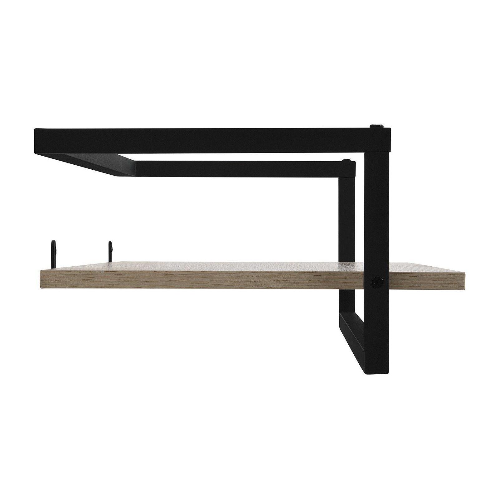 Penderie étagère murale bois et métal noir L90 cm ETAN