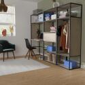 Portants vêtements bois et métal noir avec bureau intégré - OSLO - Lot de 3