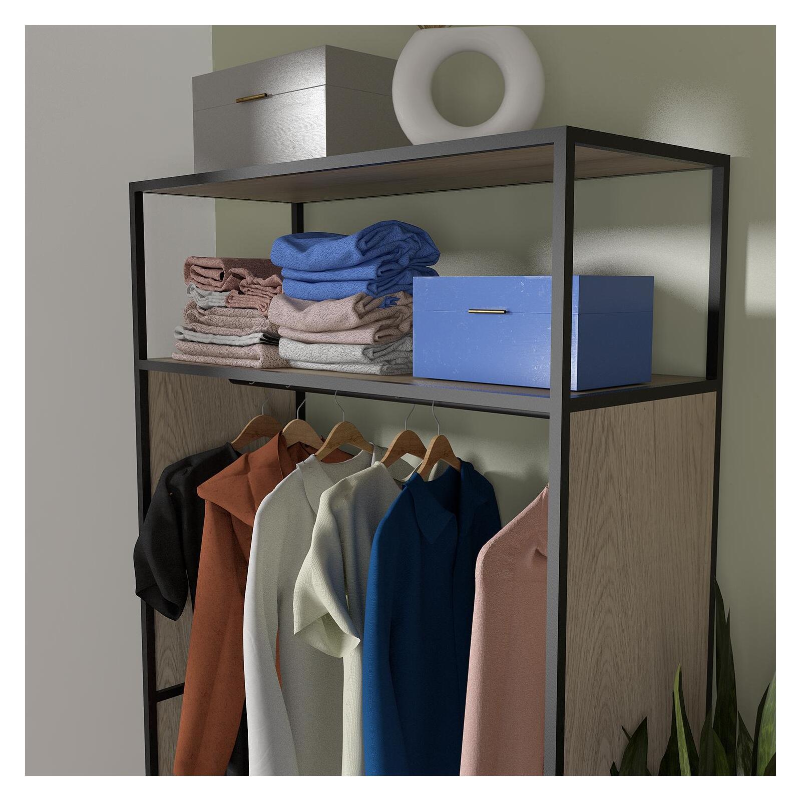 Portants vêtements bois et métal noir avec bureau intégré - OSLO - Lot de 3