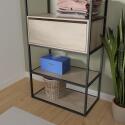 Portants vêtements bois et métal noir avec bureau intégré - OSLO - Lot de 3