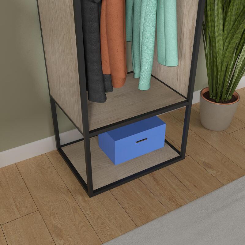 Portants vêtements bois et métal noir avec bureau intégré - OSLO - Lot de 3