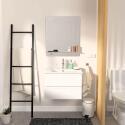 Ensemble meuble simple vasque blanc  60cm  + vasque + miroir