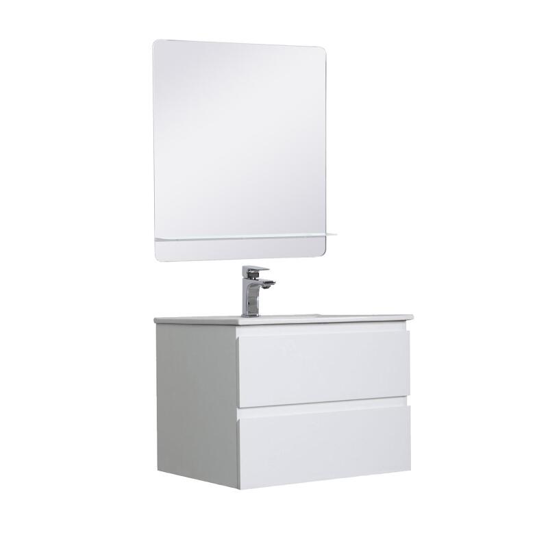 Ensemble meuble simple vasque blanc  60cm  + vasque + miroir