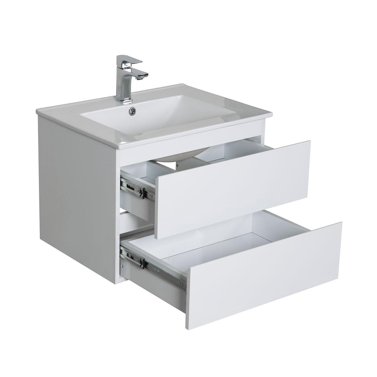 Ensemble meuble simple vasque blanc  60cm  + vasque + miroir