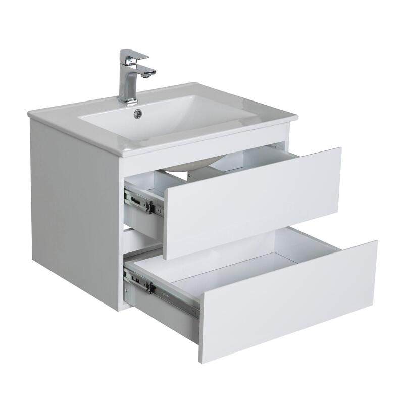 Ensemble meuble simple vasque blanc  60cm  + vasque + miroir