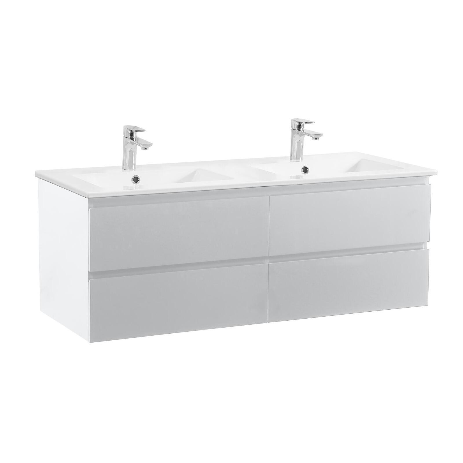 Meuble double vasque blanc  120cm  + plan double vasque