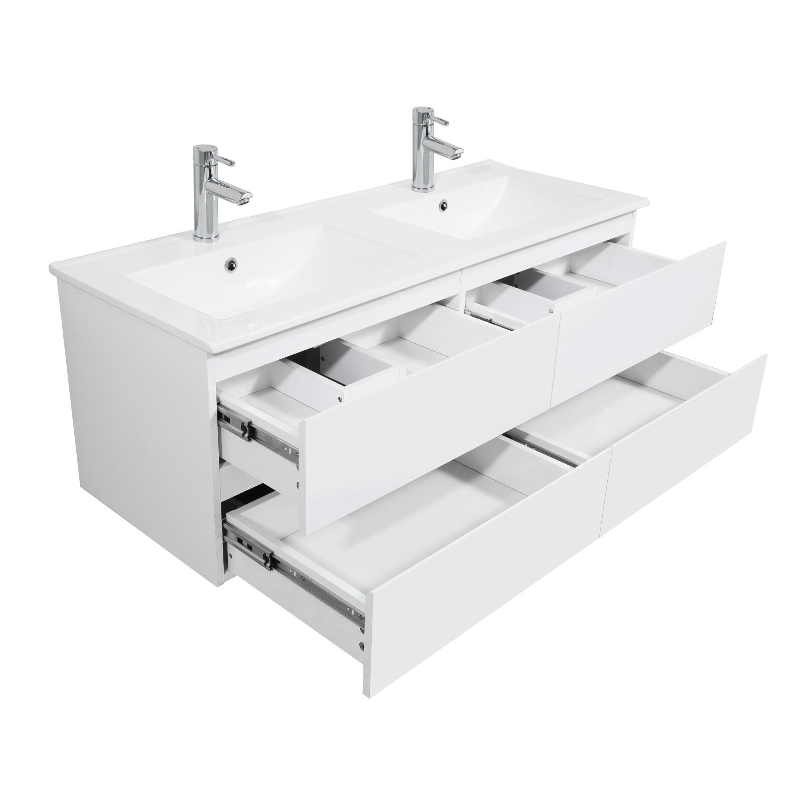 Meuble double vasque blanc  120cm  + plan double vasque