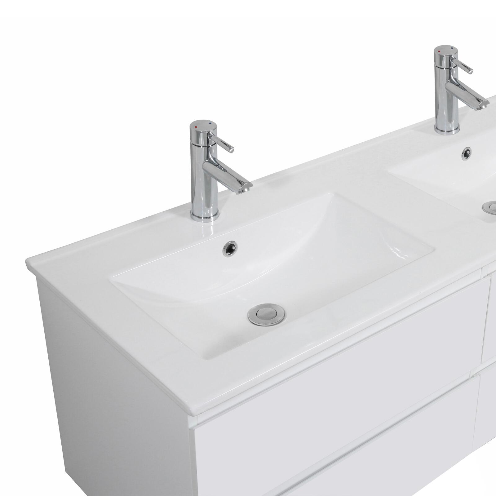 Meuble double vasque blanc  120cm  + plan double vasque