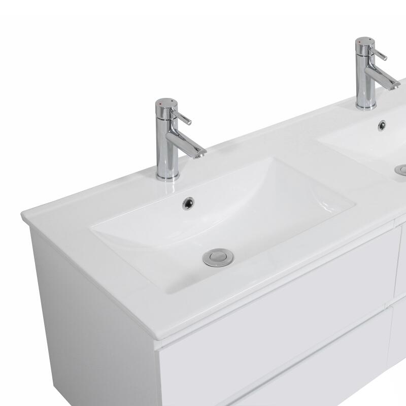 Meuble double vasque blanc  120cm  + plan double vasque