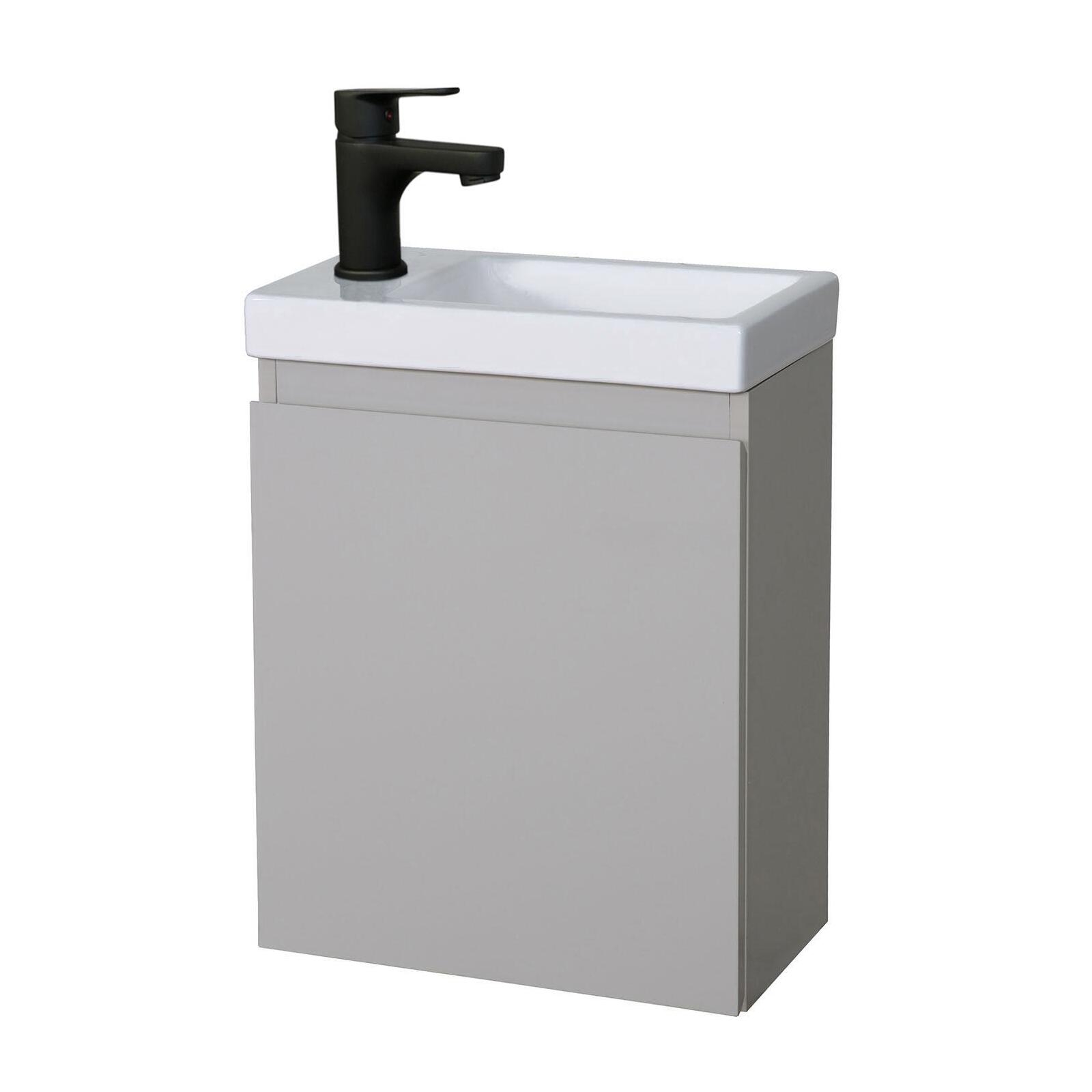 Ensemble meuble lave-mains gris sable LISA avec robinet noir