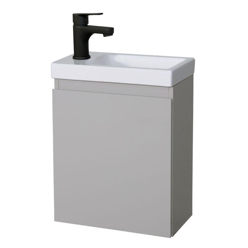 Ensemble meuble lave-mains gris sable LISA avec robinet noir