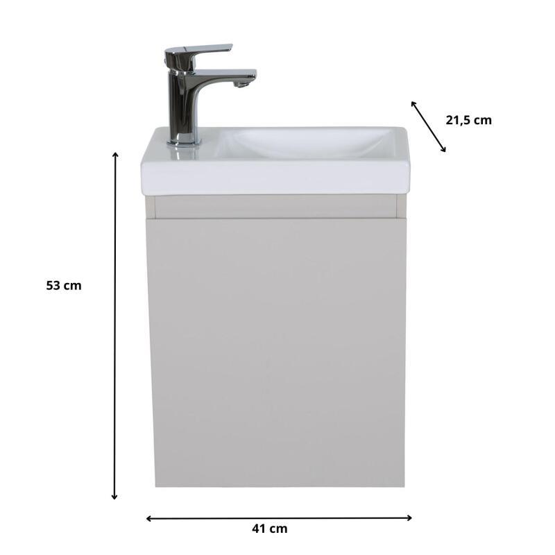 Ensemble meuble lave-mains gris sable LISA avec robinet noir