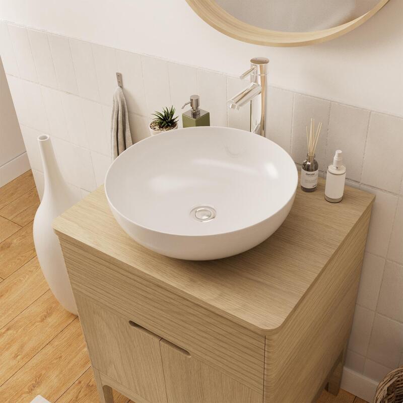 Ensemble meuble simple vasque 60 cm chêne naturel + vasque