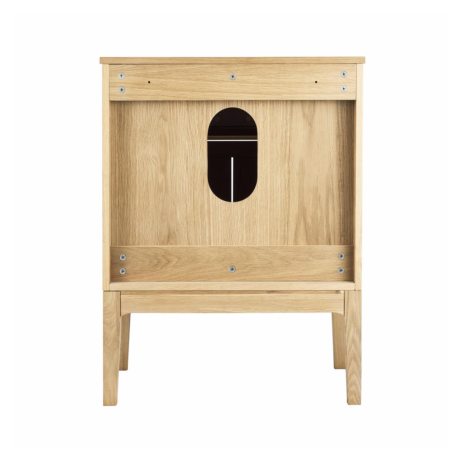 Ensemble meuble simple vasque 60 cm chêne naturel + vasque + robinet + miroir + colonne
