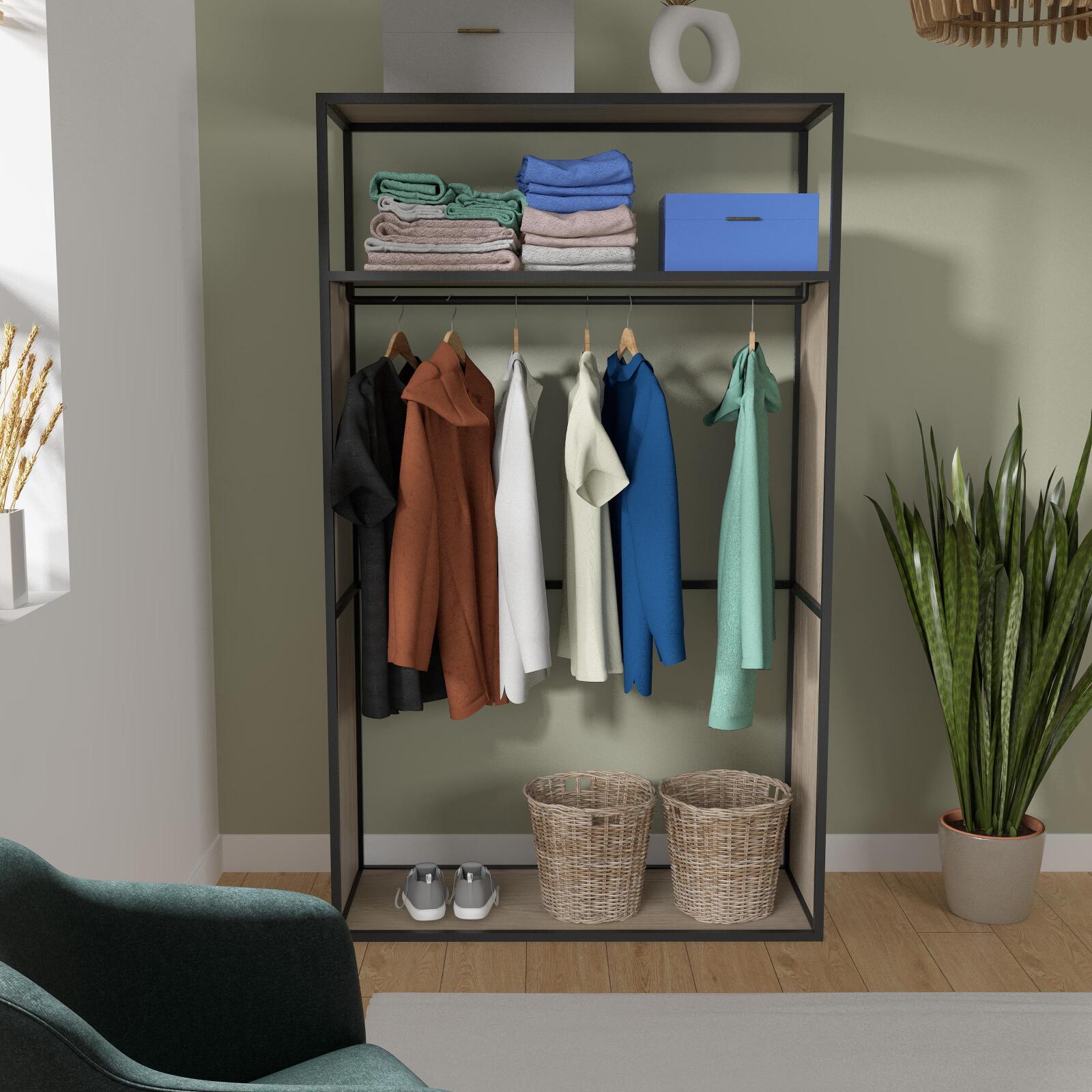 Portant vêtements réversible bois et métal L110x H184,5 cm -  OSLO