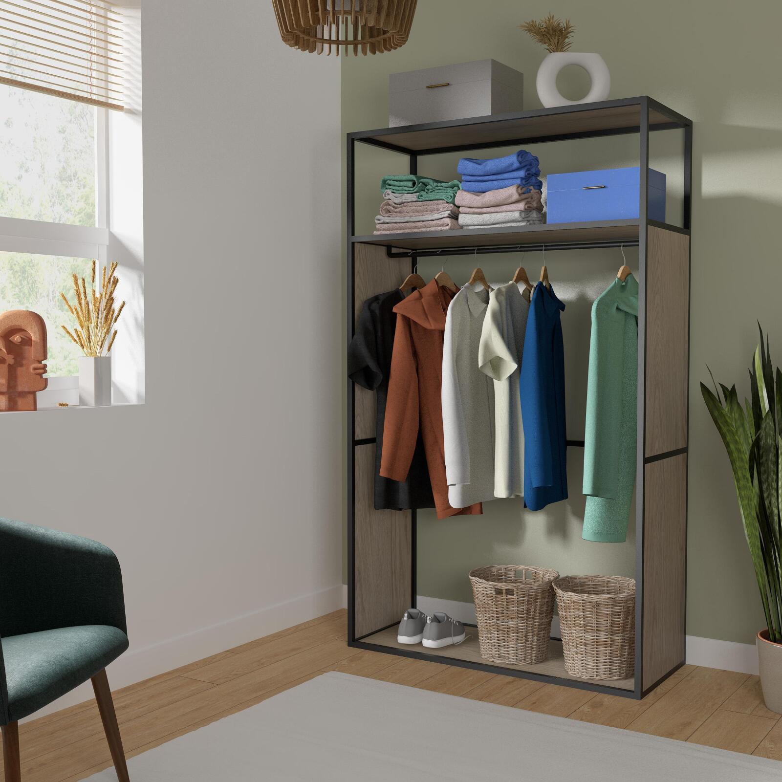 Portant vêtements réversible bois et métal L110x H184,5 cm -  OSLO