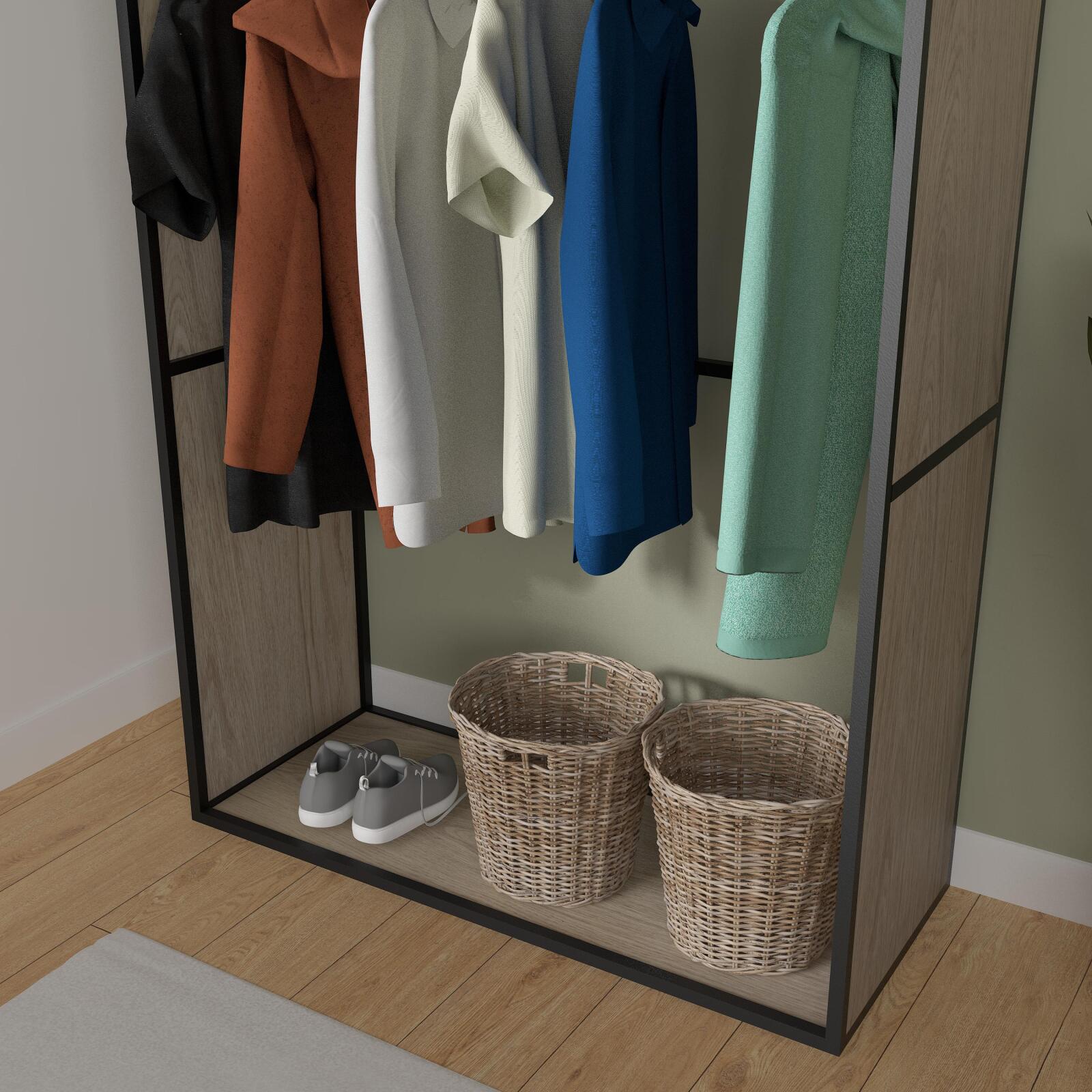 Portant vêtements réversible bois et métal L110x H184,5 cm -  OSLO