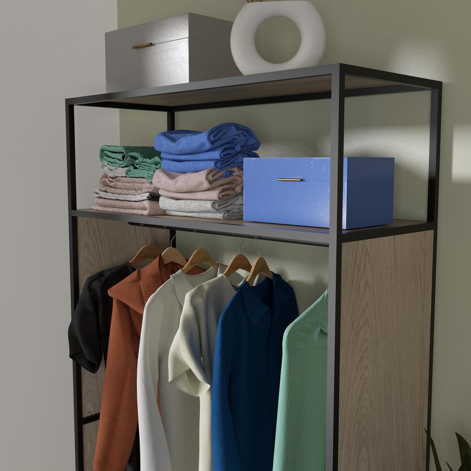 Portant vêtements réversible bois et métal L110x H184,5 cm -  OSLO