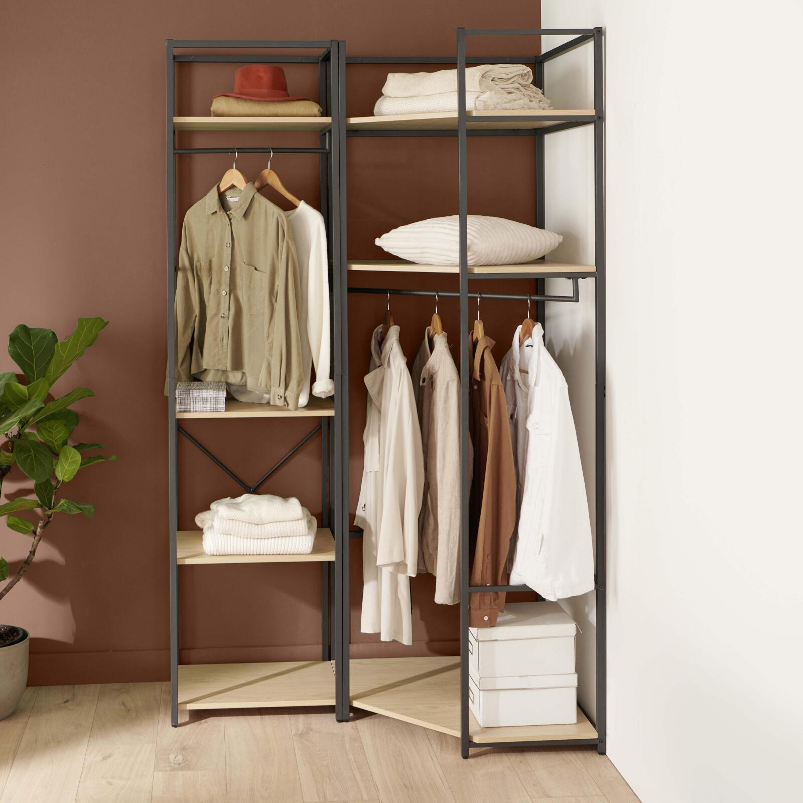 Portants vêtements bois et métal NOIR - Lot de 2 - JUNE