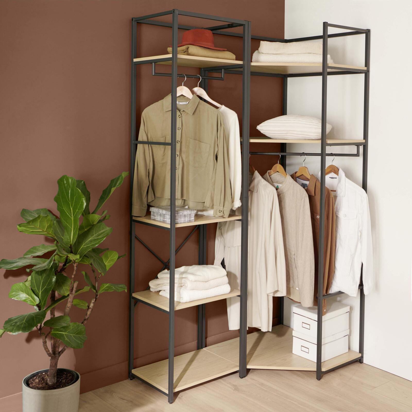 Portants vêtements bois et métal NOIR - Lot de 2 - JUNE