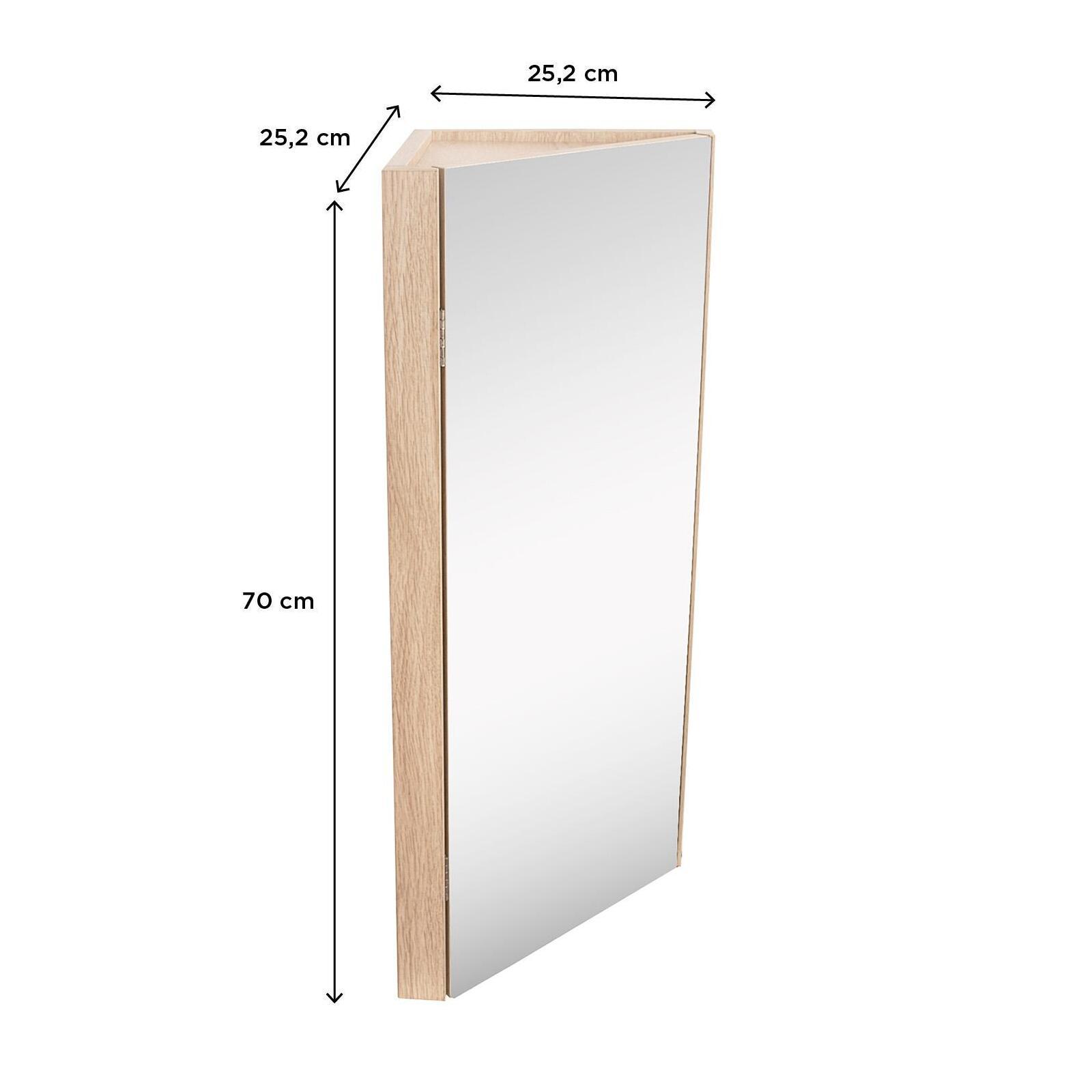 Armoire de toilette d'angle décor chêne 25.2 x 70 cm
