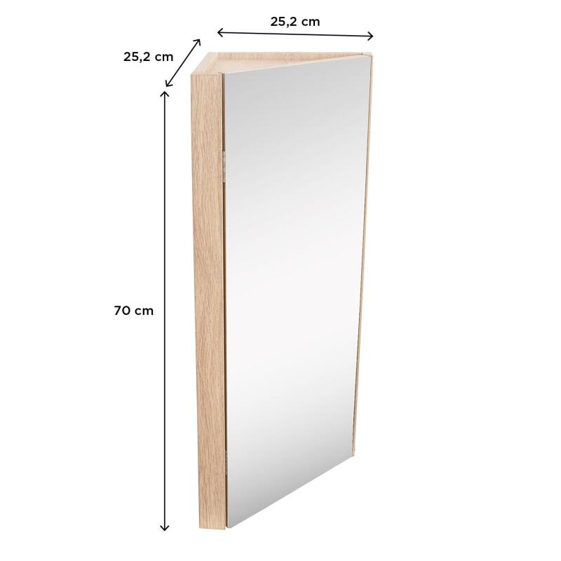 Armoire de toilette d'angle décor chêne 25.2 x 70 cm