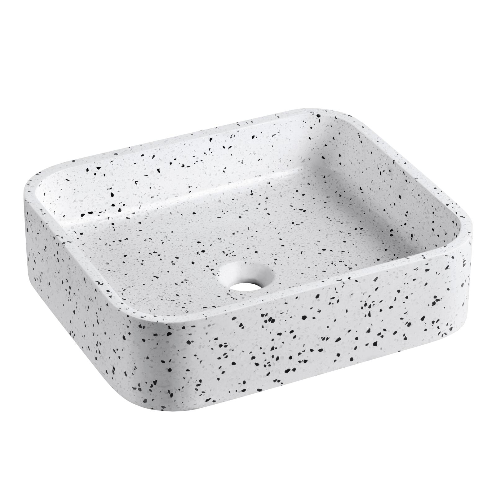 Vasque à poser rectangulaire en terrazzo blanc L45xP38cm - MILA - Vue sur fond blanc