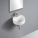 Meuble lave-mains suspendu rond blanc 3/4