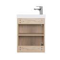 Ensemble meuble lave-mains décor chêne FRAME + robinet + miroir